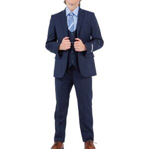 Premium Navy Notch Lapel 5 Piece Stacy Adams Boy's Suit